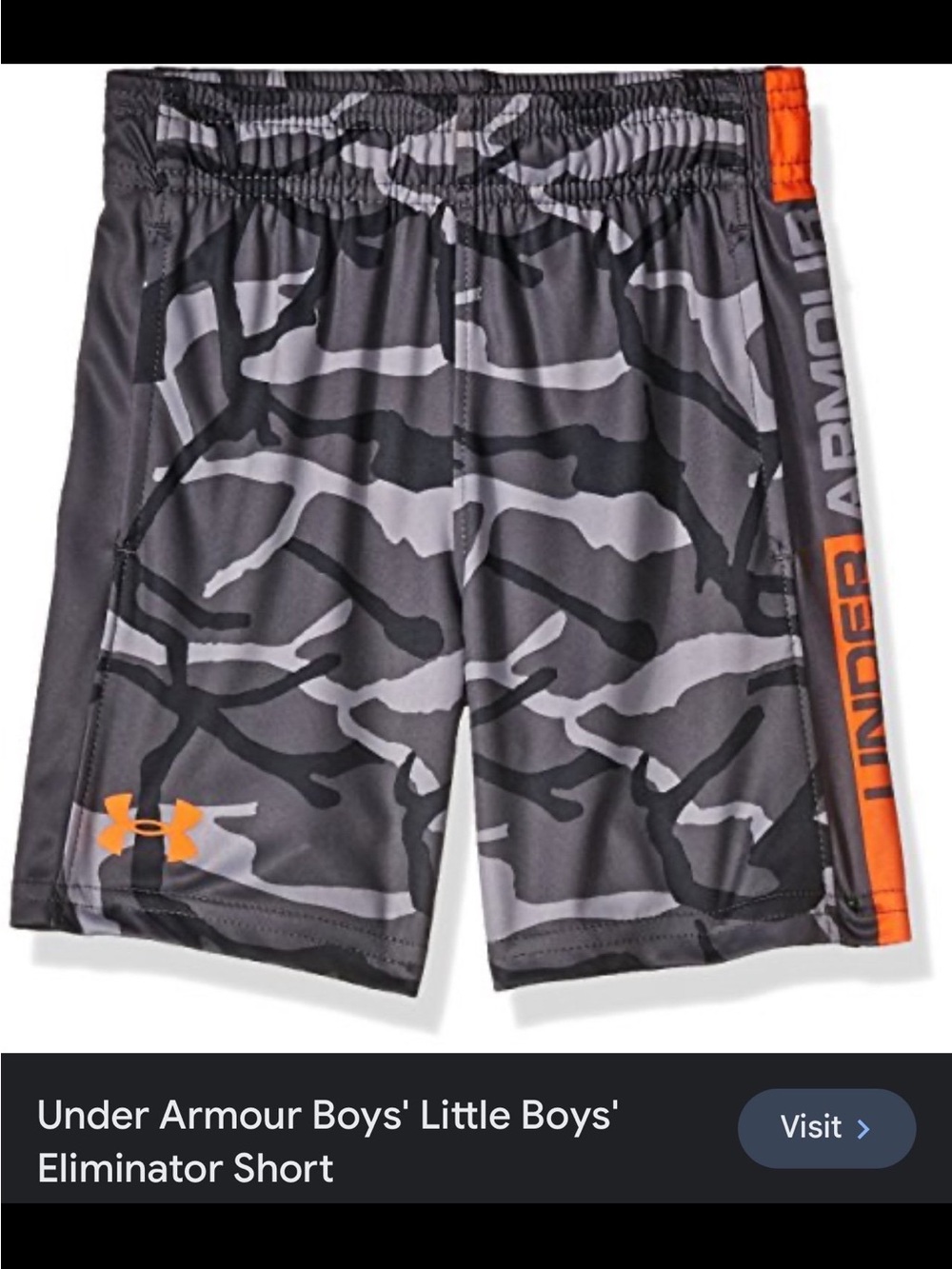 Under Armour Boys YXL Eliminator Gray Athletic Shorts with Orange Trim
